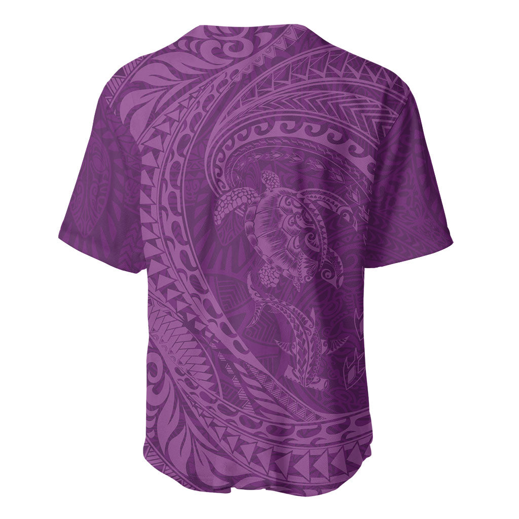Hawaiian Turtle and Shark Baseball Jersey Kakau Tribal with Polynesian Pattern Pink Color LT03 - Polynesian Pride