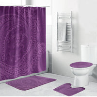 Hawaiian Turtle and Shark Bathroom Set Kakau Tribal with Polynesian Pattern Pink Color LT03 Bathroom Set (4 pcs) Pink - Polynesian Pride