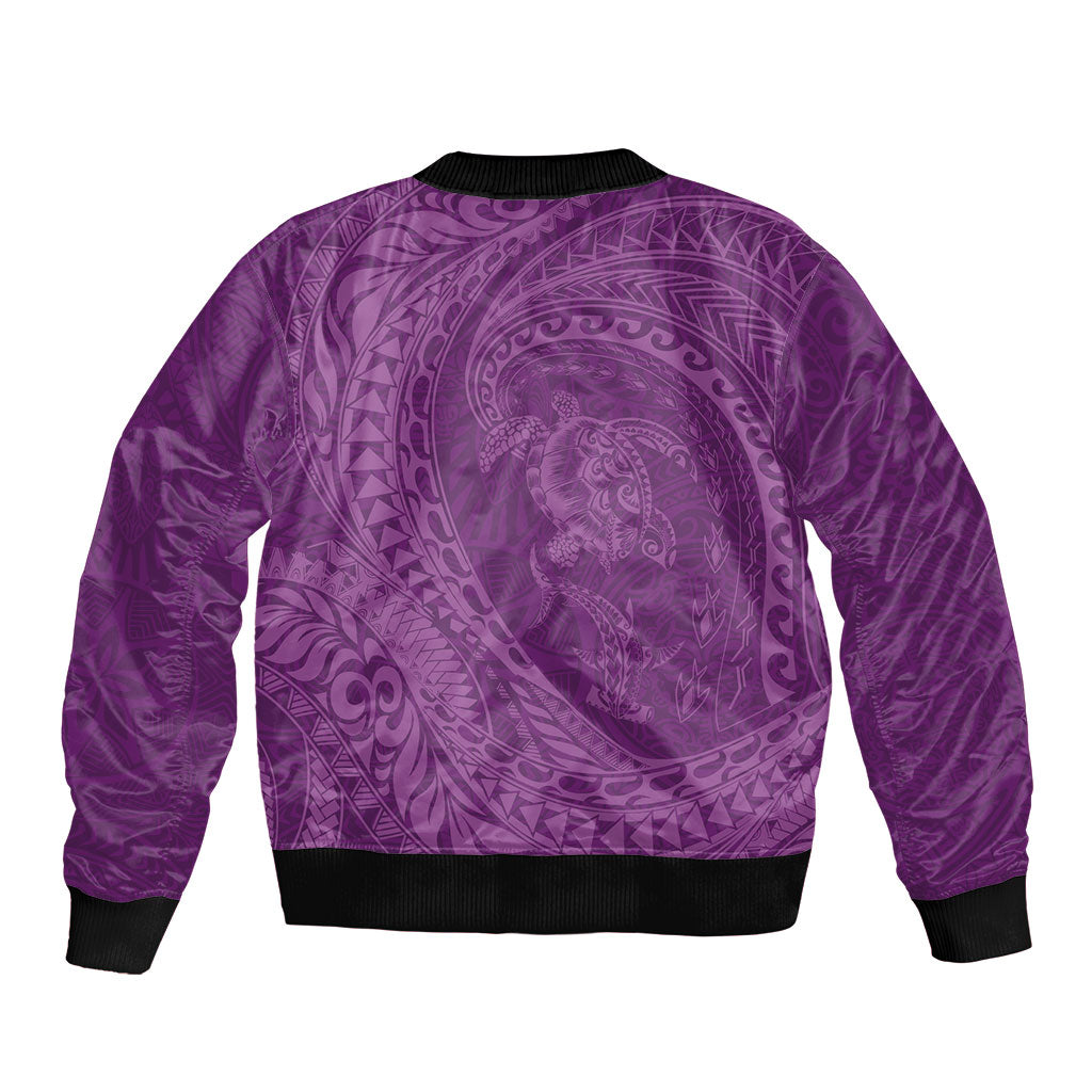 Hawaiian Turtle and Shark Bomber Jacket Kakau Tribal with Polynesian Pattern Pink Color LT03 - Polynesian Pride