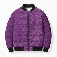 Hawaiian Turtle and Shark Bomber Puffer Jacket Kakau Tribal with Polynesian Pattern Pink Color LT03 Unisex Pink - Polynesian Pride