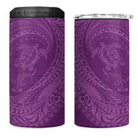 Hawaiian Turtle and Shark 4 in 1 Can Cooler Tumbler Kakau Tribal with Polynesian Pattern Pink Color LT03 One Size: 16 oz Pink - Polynesian Pride