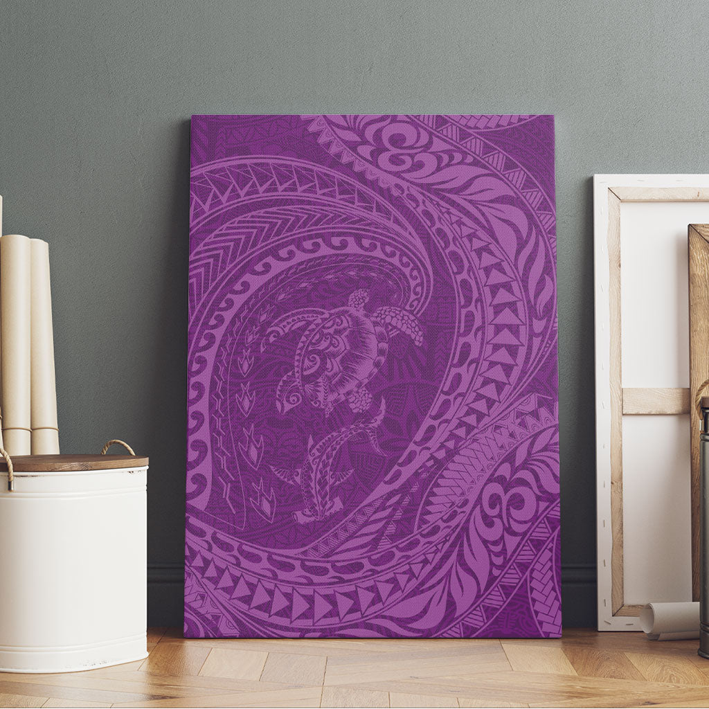 Hawaiian Turtle and Shark Canvas Wall Art Kakau Tribal with Polynesian Pattern Pink Color LT03 - Polynesian Pride