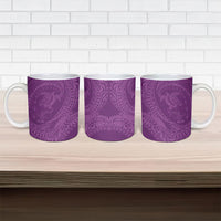 Hawaiian Turtle and Shark Ceramic Mug Kakau Tribal with Polynesian Pattern Pink Color LT03 - Polynesian Pride