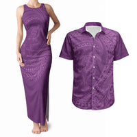 Hawaiian Turtle and Shark Couples Matching Tank Maxi Dress and Hawaiian Shirt Kakau Tribal with Polynesian Pattern Pink Color LT03 Pink - Polynesian Pride