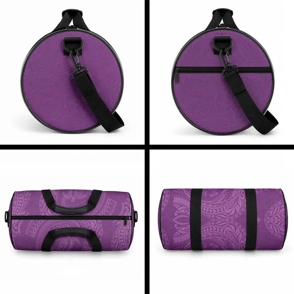 Hawaiian Turtle and Shark Duffle Bag Kakau Tribal with Polynesian Pattern Pink Color