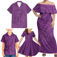 Hawaiian Turtle and Shark Family Matching Off Shoulder Maxi Dress and Hawaiian Shirt Kakau Tribal with Polynesian Pattern Pink Color LT03 - Polynesian Pride