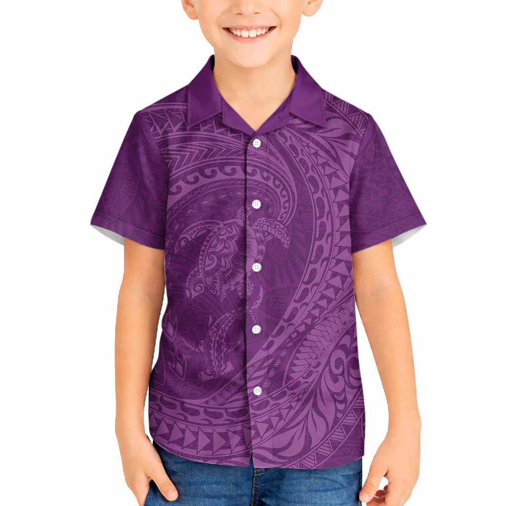 Hawaiian Turtle and Shark Hawaiian Shirt Kakau Tribal with Polynesian Pattern Pink Color LT03 - Polynesian Pride