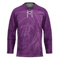 Hawaiian Turtle and Shark Hockey Jersey Kakau Tribal with Polynesian Pattern Pink Color LT03 Unisex Pink - Polynesian Pride