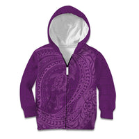 Hawaiian Turtle and Shark Kid Hoodie Kakau Tribal with Polynesian Pattern Pink Color LT03 Zip Hoodie Pink - Polynesian Pride