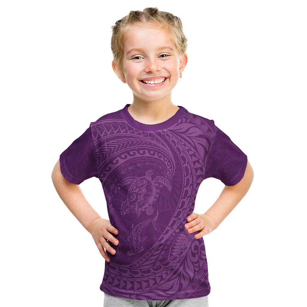 Hawaiian Turtle and Shark Kid T Shirt Kakau Tribal with Polynesian Pattern Pink Color LT03 Pink - Polynesian Pride
