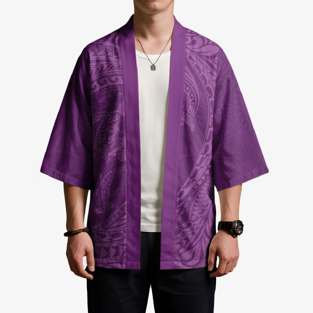 Hawaiian Turtle and Shark Kimono Kakau Tribal with Polynesian Pattern Pink Color LT03 - Polynesian Pride