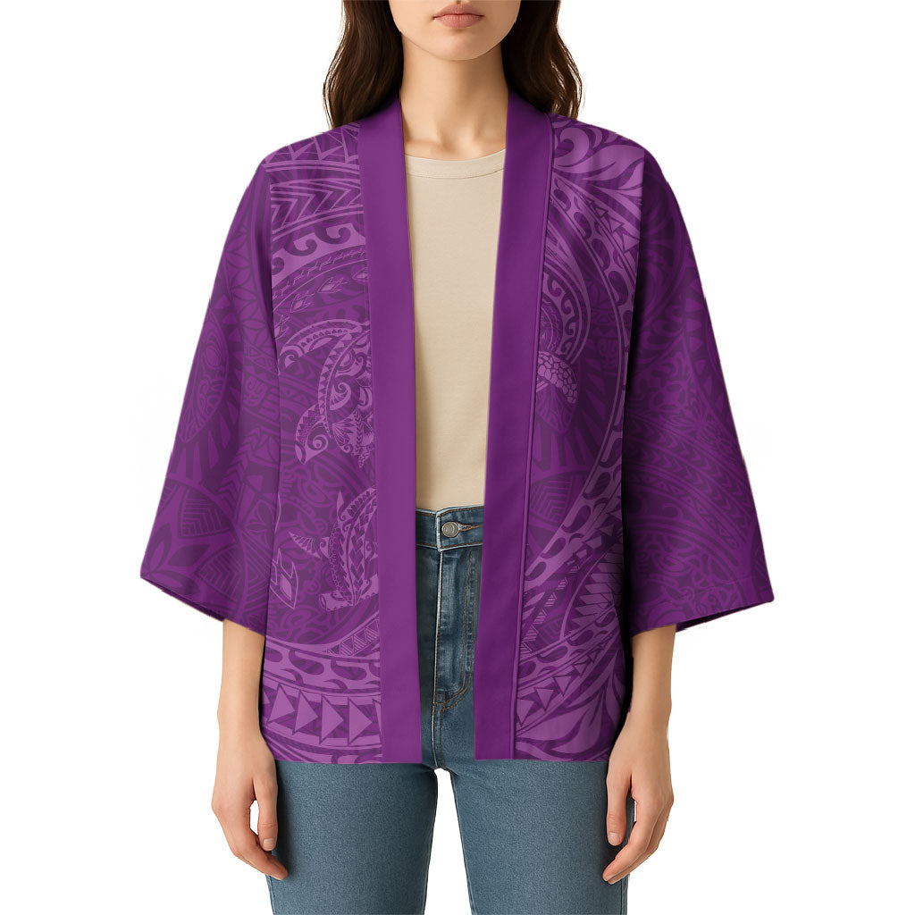 Hawaiian Turtle and Shark Kimono Kakau Tribal with Polynesian Pattern Pink Color LT03 - Polynesian Pride