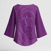 Hawaiian Turtle and Shark Kimono Sleeve Blouse Kakau Tribal with Polynesian Pattern Pink Color LT03 - Polynesian Pride