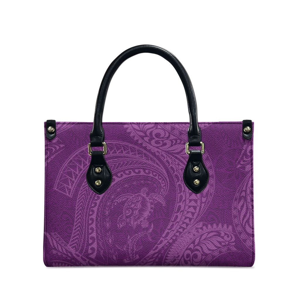 Hawaiian Turtle and Shark Leather Bag Kakau Tribal with Polynesian Pattern Pink Color LT03 - Polynesian Pride