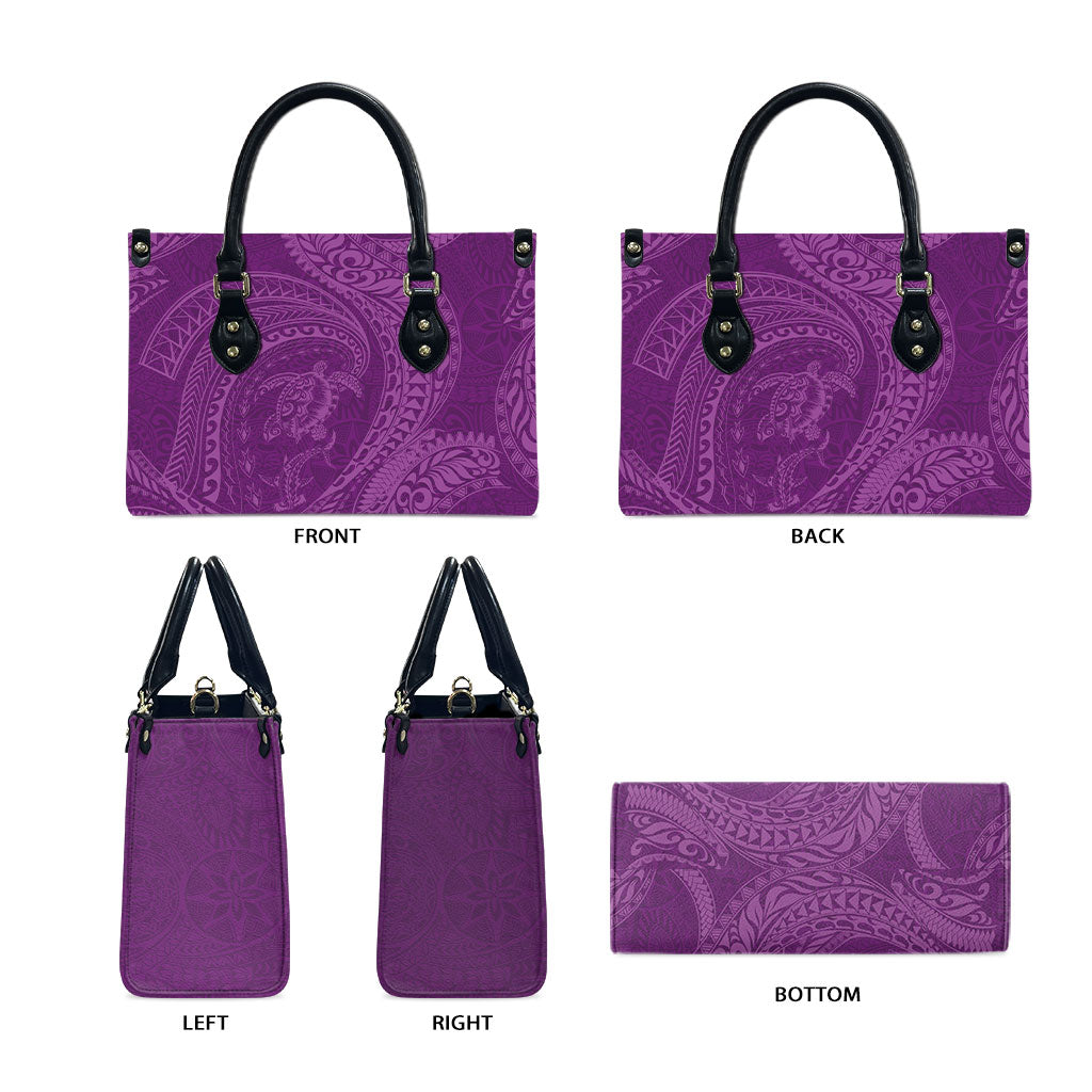 Hawaiian Turtle and Shark Leather Bag Kakau Tribal with Polynesian Pattern Pink Color LT03 - Polynesian Pride