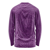 Hawaiian Turtle and Shark Long Sleeve Shirt Kakau Tribal with Polynesian Pattern Pink Color LT03 - Polynesian Pride