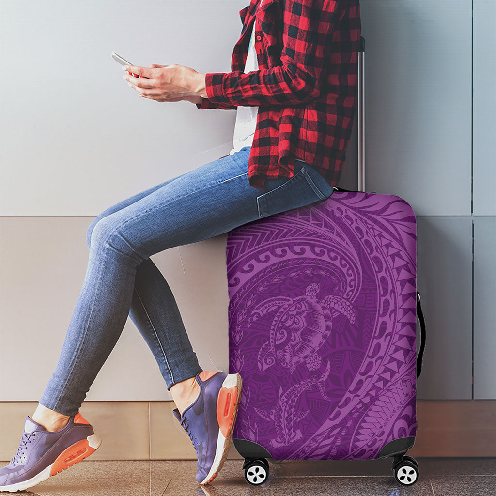 Hawaiian Turtle and Shark Luggage Cover Kakau Tribal with Polynesian Pattern Pink Color LT03 - Polynesian Pride