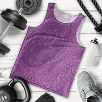 Hawaiian Turtle and Shark Men Tank Top Kakau Tribal with Polynesian Pattern Pink Color LT03 - Polynesian Pride