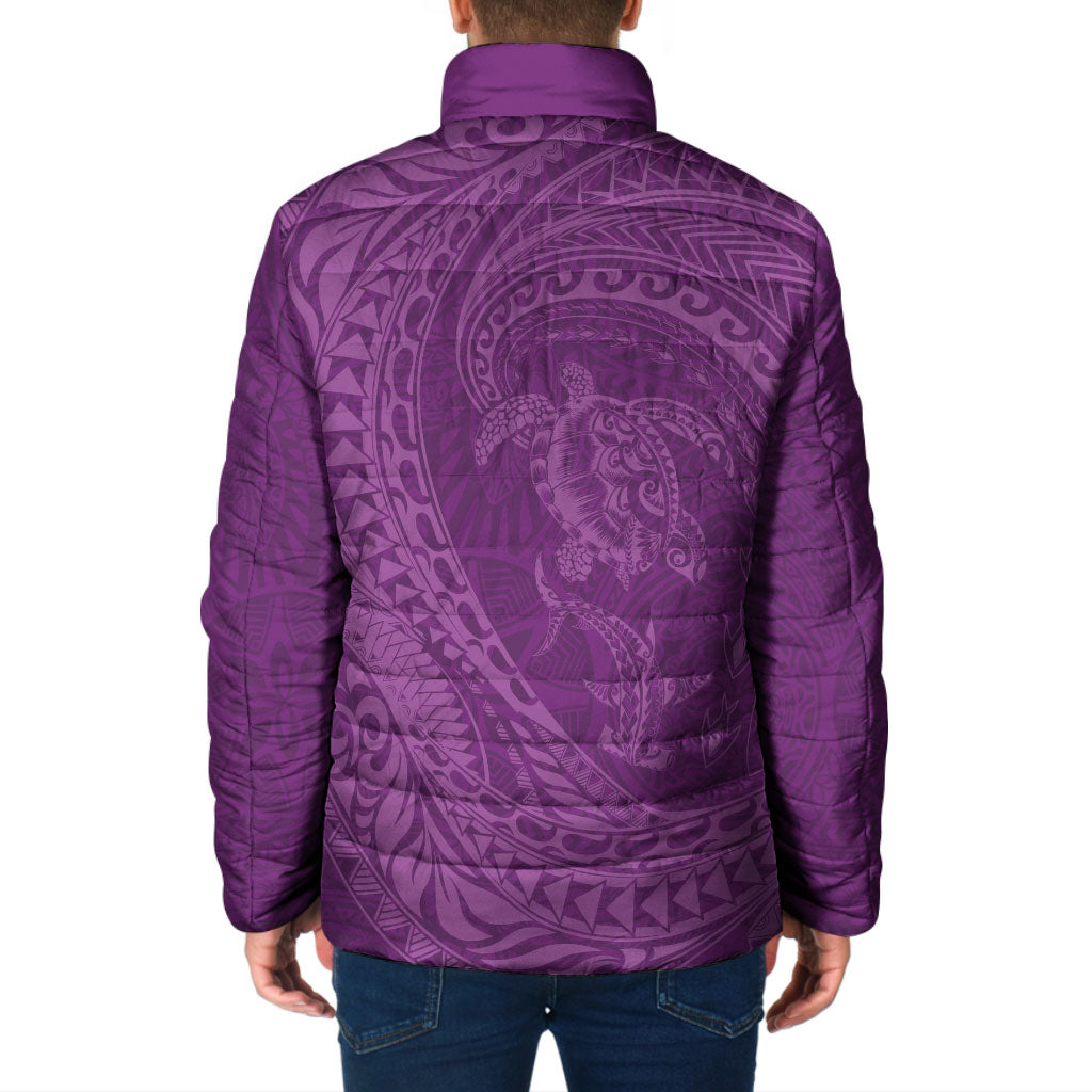Hawaiian Turtle and Shark Padded Jacket Kakau Tribal with Polynesian Pattern Pink Color LT03 - Polynesian Pride