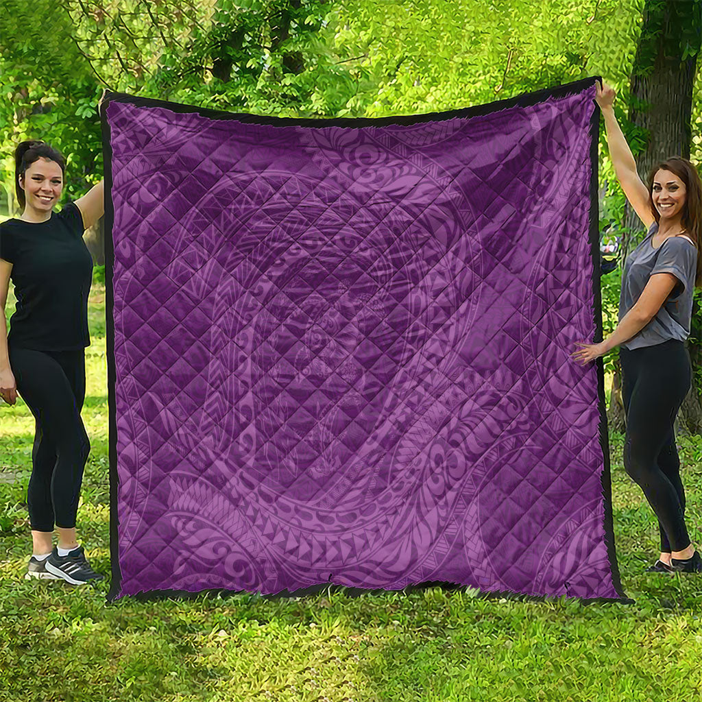 Hawaiian Turtle and Shark Quilt Kakau Tribal with Polynesian Pattern Pink Color LT03 - Polynesian Pride