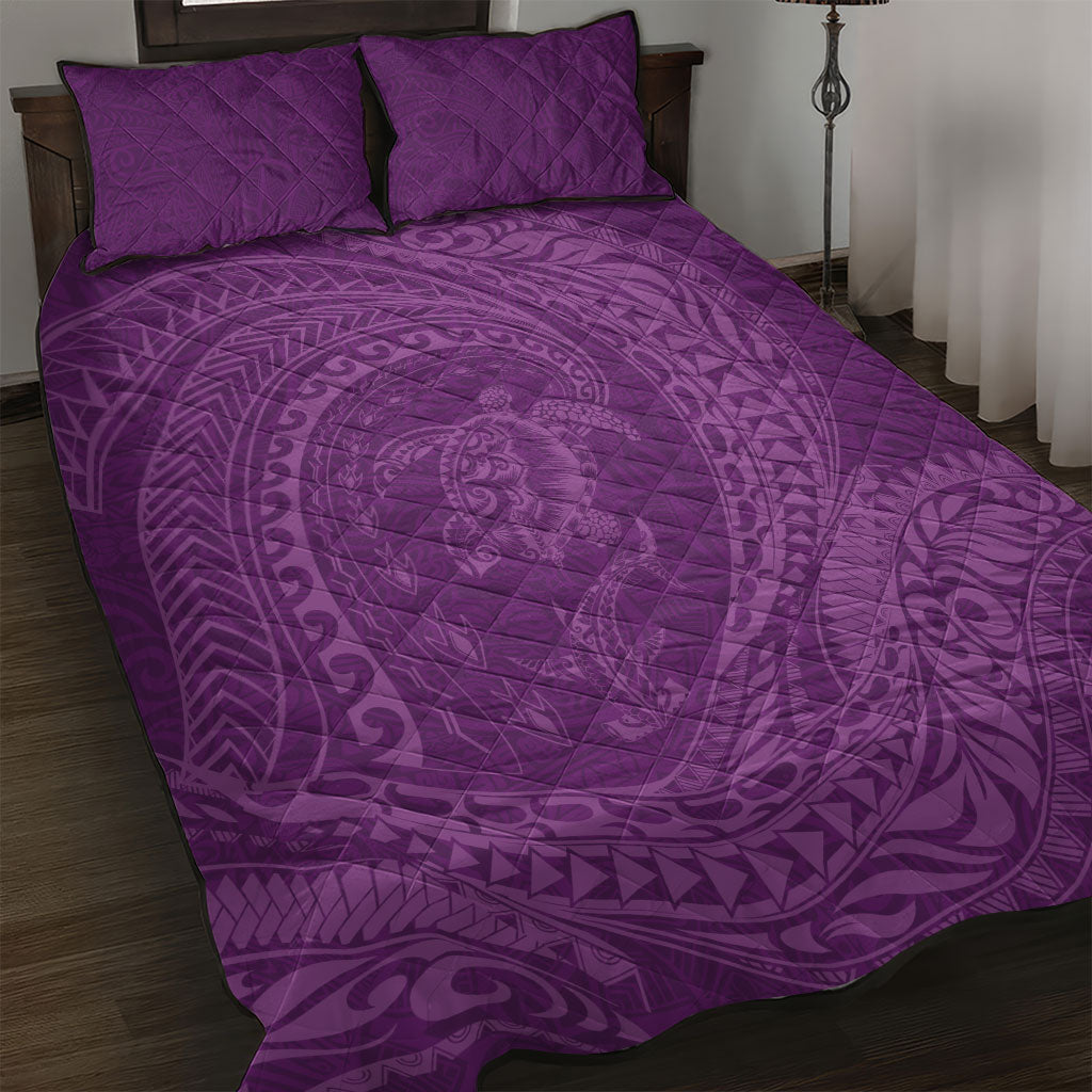 Hawaiian Turtle and Shark Quilt Bed Set Kakau Tribal with Polynesian Pattern Pink Color LT03 Pink - Polynesian Pride