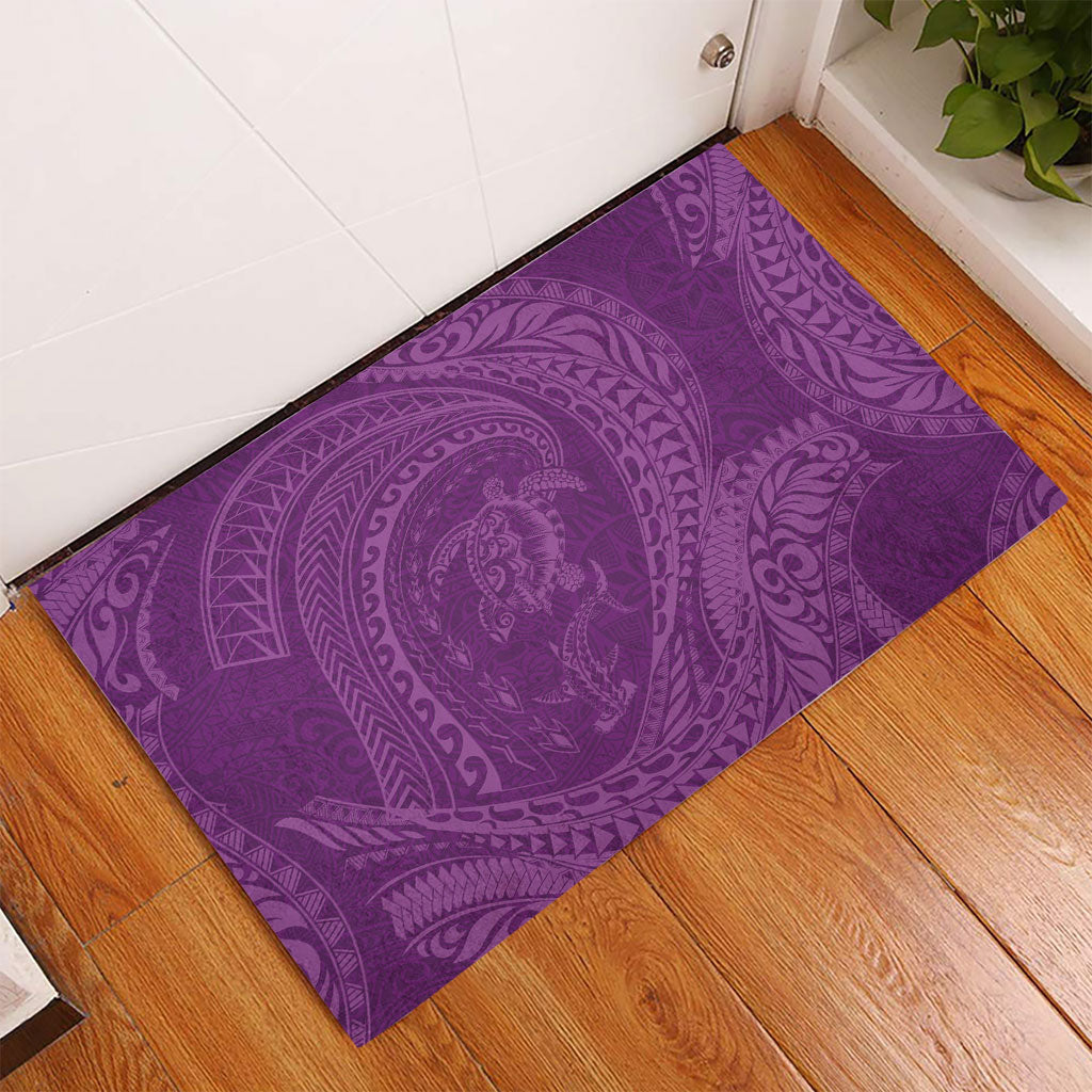 Hawaiian Turtle and Shark Rubber Doormat Kakau Tribal with Polynesian Pattern Pink Color LT03 - Polynesian Pride