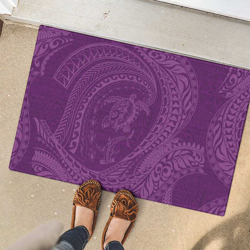 Hawaiian Turtle and Shark Rubber Doormat Kakau Tribal with Polynesian Pattern Pink Color LT03 - Polynesian Pride