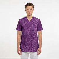 Hawaiian Turtle and Shark Scrub Top Kakau Tribal with Polynesian Pattern Pink Color LT03 - Polynesian Pride