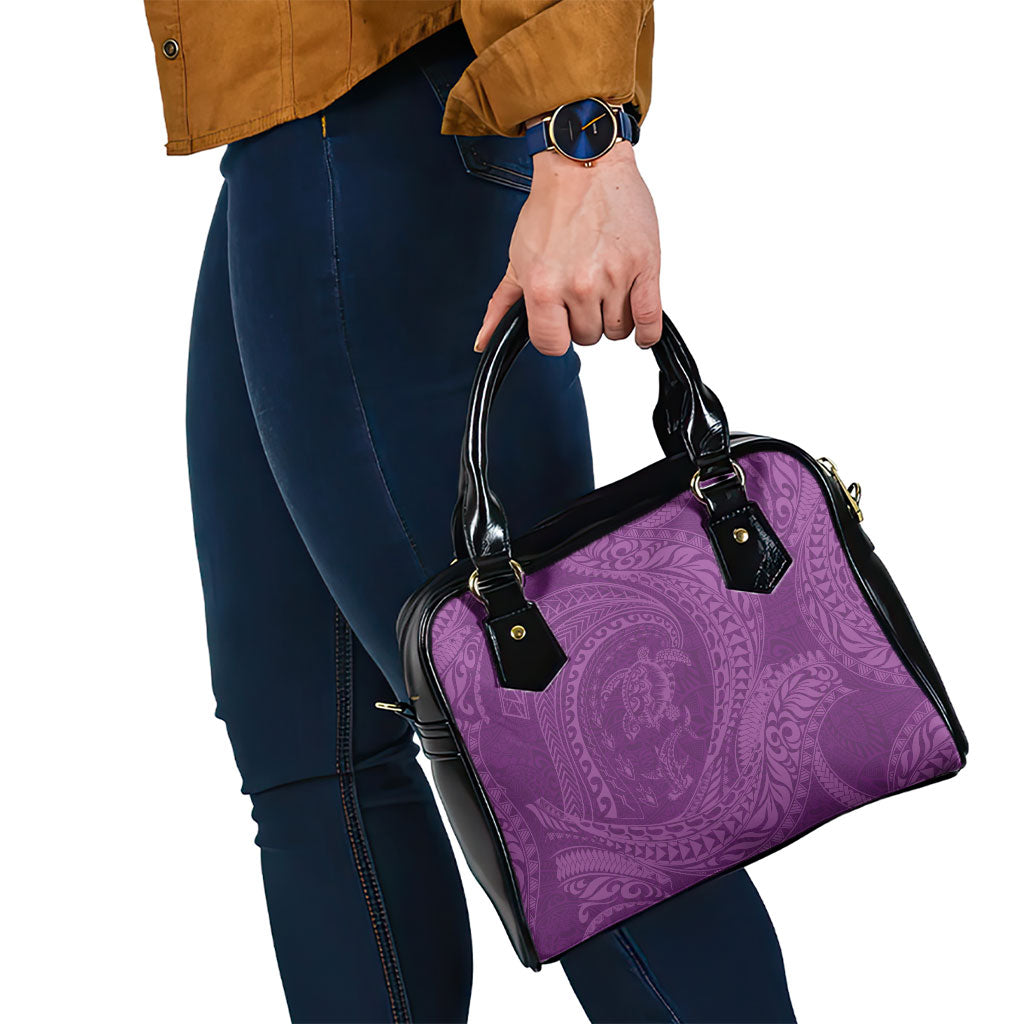 Hawaiian Turtle and Shark Shoulder Handbag Kakau Tribal with Polynesian Pattern Pink Color LT03 - Polynesian Pride