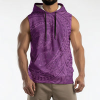 Hawaiian Turtle and Shark Sleeveless Hoodie Kakau Tribal with Polynesian Pattern Pink Color LT03 - Polynesian Pride