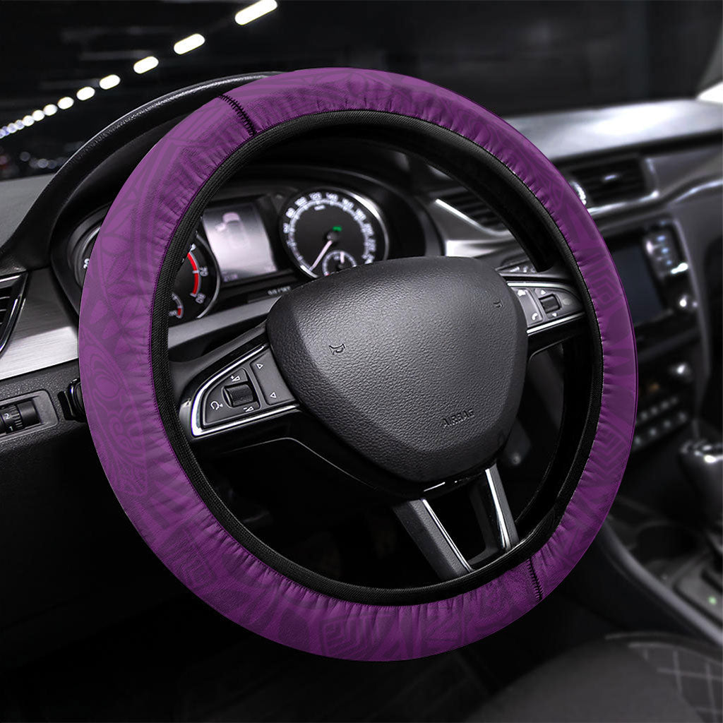 Hawaiian Turtle and Shark Steering Wheel Cover Kakau Tribal with Polynesian Pattern Pink Color LT03 Universal Fit Pink - Polynesian Pride