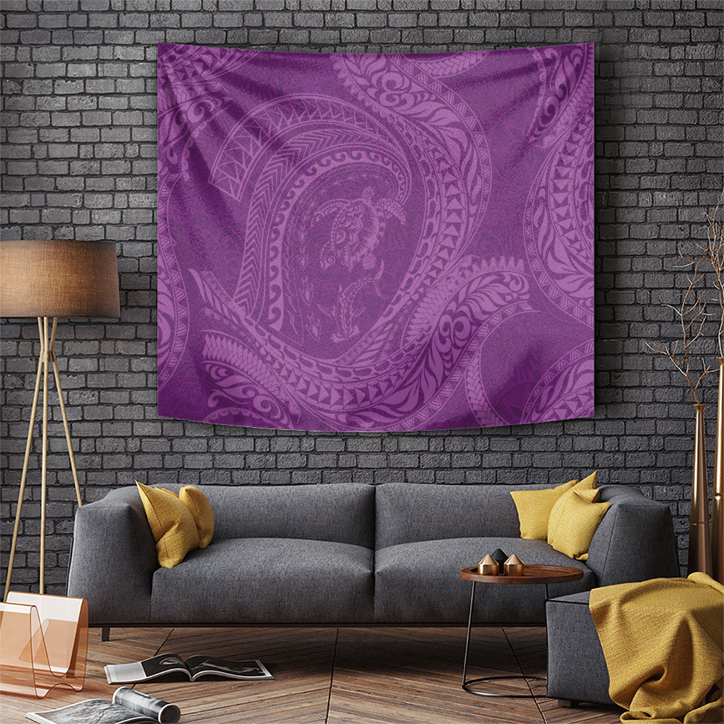 Hawaiian Turtle and Shark Tapestry Kakau Tribal with Polynesian Pattern Pink Color LT03 Pink - Polynesian Pride