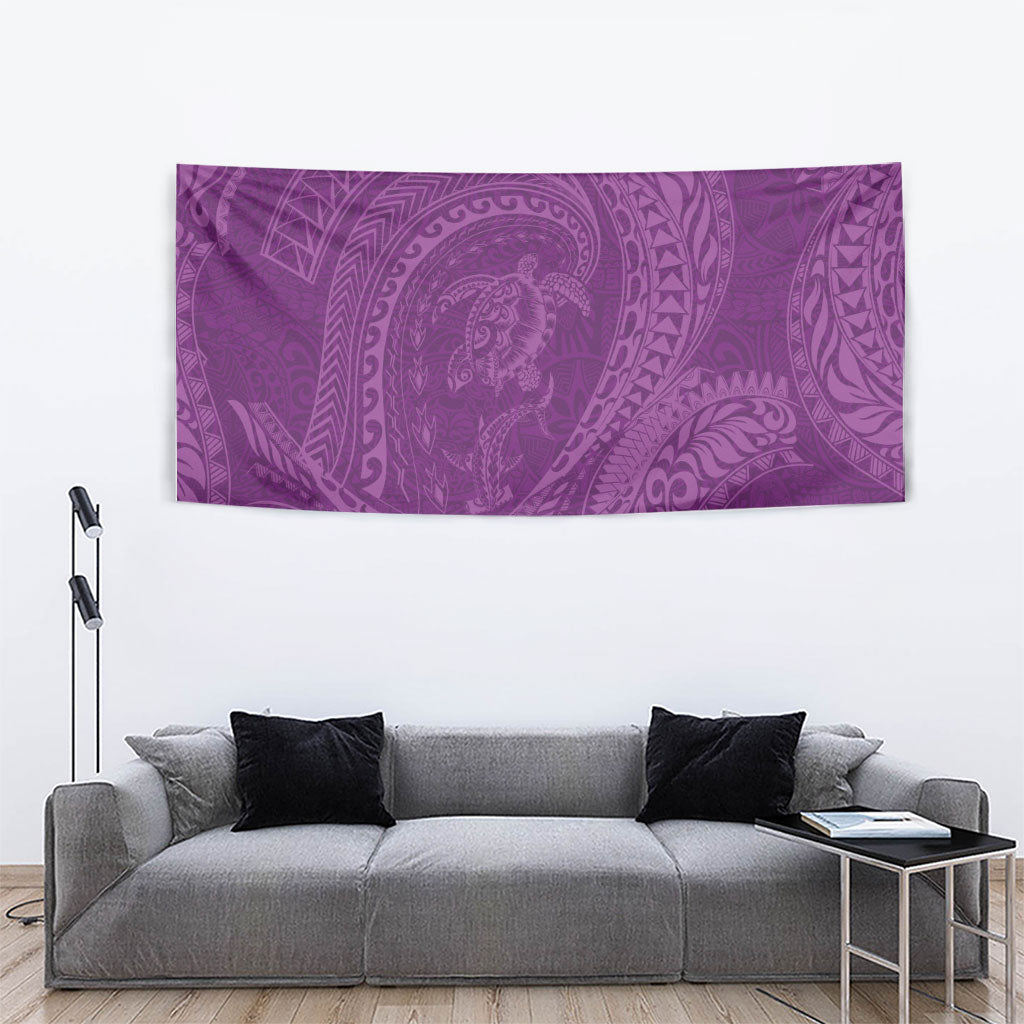 Hawaiian Turtle and Shark Tapestry Kakau Tribal with Polynesian Pattern Pink Color LT03 - Polynesian Pride