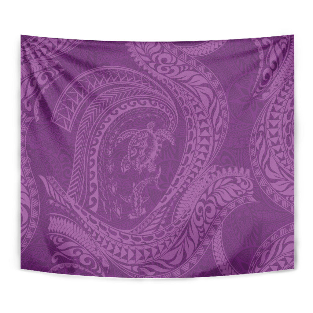 Hawaiian Turtle and Shark Tapestry Kakau Tribal with Polynesian Pattern Pink Color LT03 - Polynesian Pride