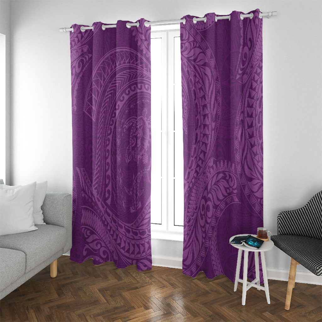 Hawaiian Turtle and Shark Window Curtain Kakau Tribal with Polynesian Pattern Pink Color LT03 With Grommets Pink - Polynesian Pride