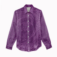 Hawaiian Turtle and Shark Women Casual Shirt Kakau Tribal with Polynesian Pattern Pink Color LT03 - Polynesian Pride