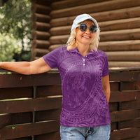 Hawaiian Turtle and Shark Women Polo Shirt Kakau Tribal with Polynesian Pattern Pink Color LT03 - Polynesian Pride