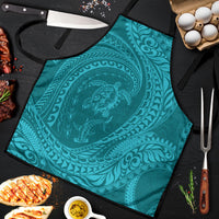 Hawaiian Turtle and Shark Apron Kakau Tribal with Polynesian Pattern Turquoise Color LT03 Turquoise - Polynesian Pride