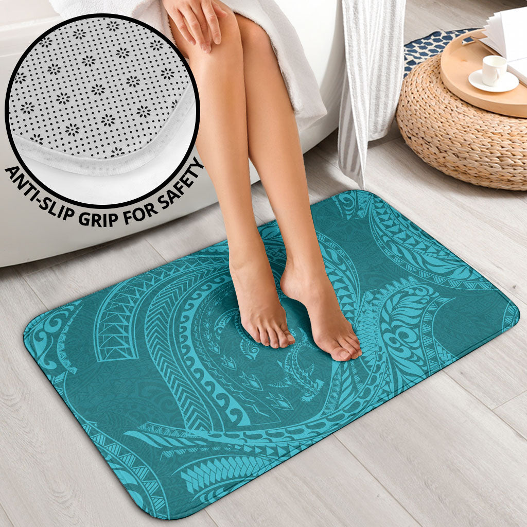 Hawaiian Turtle and Shark Bathroom Set Kakau Tribal with Polynesian Pattern Turquoise Color LT03 - Polynesian Pride