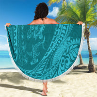 Hawaiian Turtle and Shark Beach Blanket Kakau Tribal with Polynesian Pattern Turquoise Color LT03 - Polynesian Pride