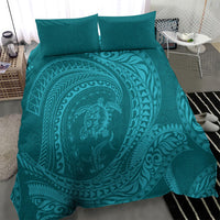 Hawaiian Turtle and Shark Bedding Set Kakau Tribal with Polynesian Pattern Turquoise Color LT03 - Polynesian Pride