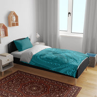 Hawaiian Turtle and Shark Bedding Set Kakau Tribal with Polynesian Pattern Turquoise Color LT03 - Polynesian Pride