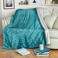 Hawaiian Turtle and Shark Blanket Kakau Tribal with Polynesian Pattern Turquoise Color LT03 Turquoise - Polynesian Pride