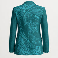 Hawaiian Turtle and Shark Blazer Kakau Tribal with Polynesian Pattern Turquoise Color LT03 - Polynesian Pride