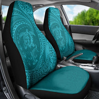 Hawaiian Turtle and Shark Car Seat Cover Kakau Tribal with Polynesian Pattern Turquoise Color LT03 - Polynesian Pride