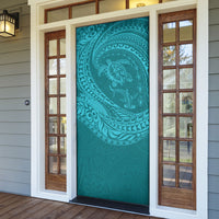 Hawaiian Turtle and Shark Door Cover Kakau Tribal with Polynesian Pattern Turquoise Color LT03 - Polynesian Pride