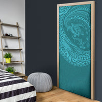 Hawaiian Turtle and Shark Door Cover Kakau Tribal with Polynesian Pattern Turquoise Color LT03 - Polynesian Pride