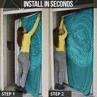Hawaiian Turtle and Shark Door Cover Kakau Tribal with Polynesian Pattern Turquoise Color LT03 - Polynesian Pride