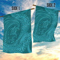 Hawaiian Turtle and Shark Garden Flag Kakau Tribal with Polynesian Pattern Turquoise Color LT03 - Polynesian Pride