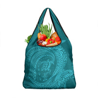 Hawaiian Turtle and Shark Grocery Bag Kakau Tribal with Polynesian Pattern Turquoise Color LT03 1-pack One Size Turquoise - Polynesian Pride